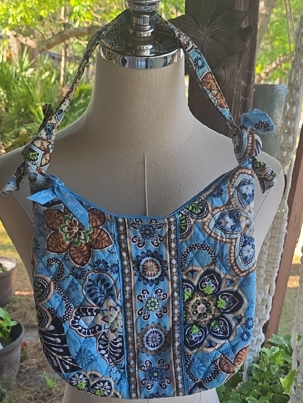 Vera Bradley Olivia Small Shoulder Bag In Bali Blue Retired Print